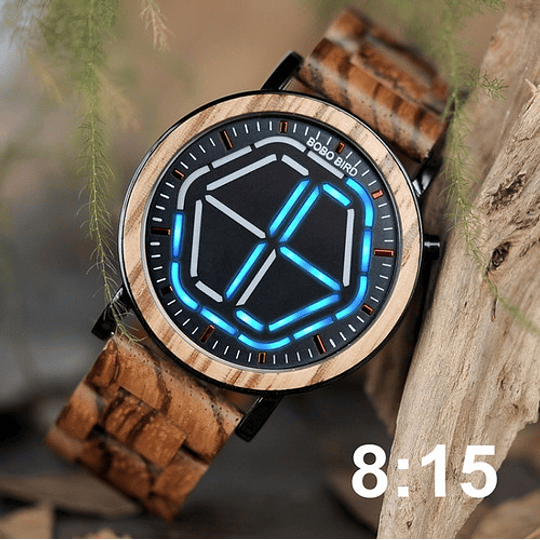 Reloj Madera Bobo Bird, Diseño Innovador, 4 Colores, Azul