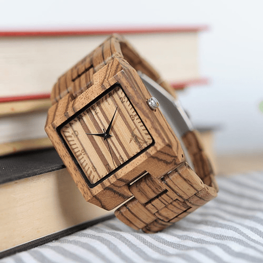 Reloj Madera Cuadrado Hombre Bobo Bird Color Café