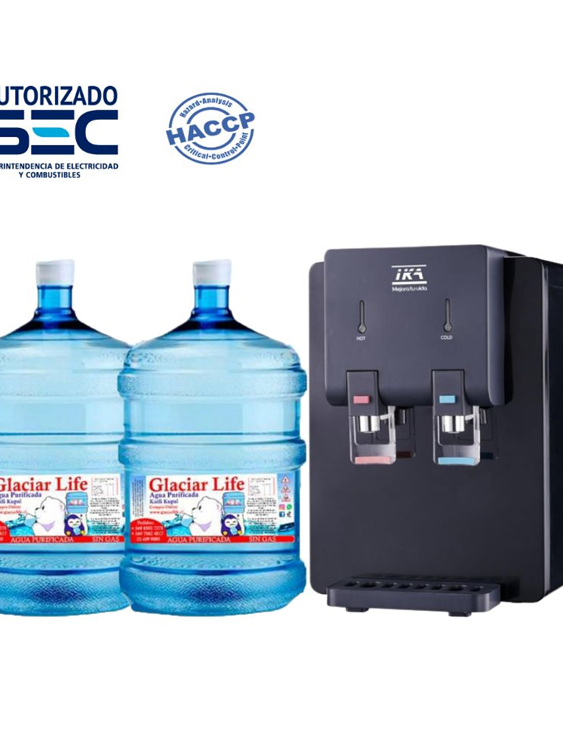 PACK DISPENSADOR SOBREMESA MAS DOS BOTELLONES  1