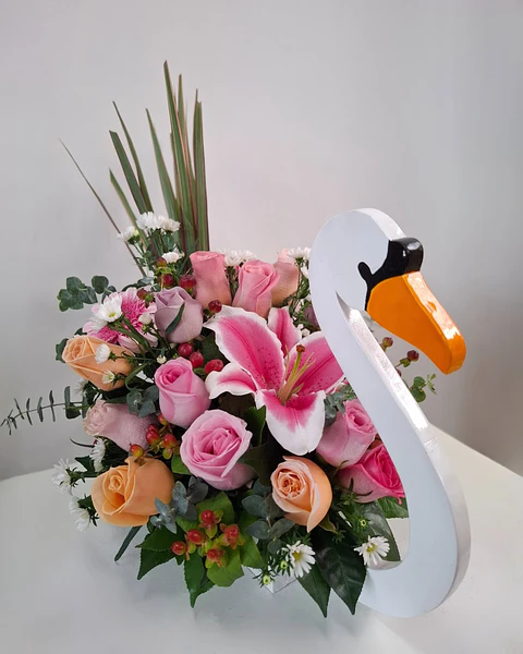 Cisne de en Madera Floral | BMA-050