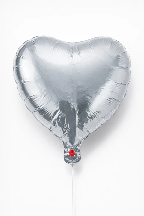 Globo Corazón Plata Brillante