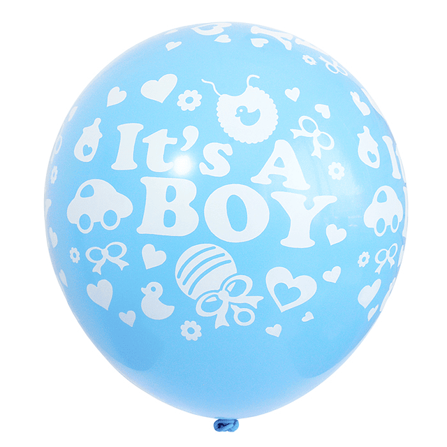 Globo #12 Liso Celeste Impreso Its A Boy 6 Uni