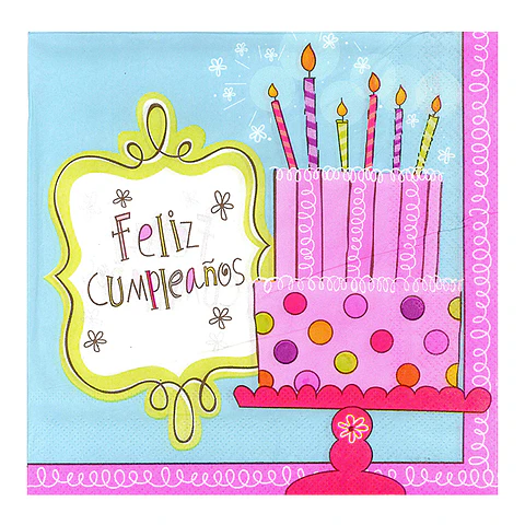 Servilleta Torta Feliz Cumpleaños 20 Uni