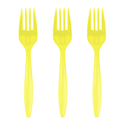 Tenedor Plastico Basic Amarillo 20 Uni