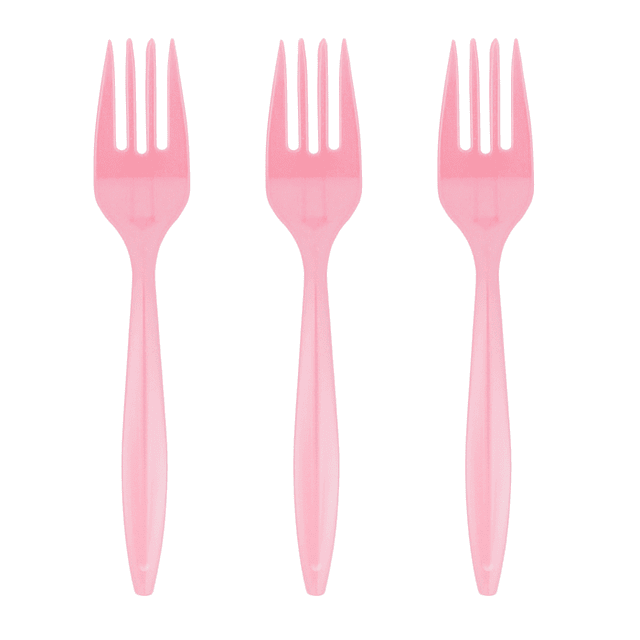 Tenedor Plastico Basic Rosado 20 Uni