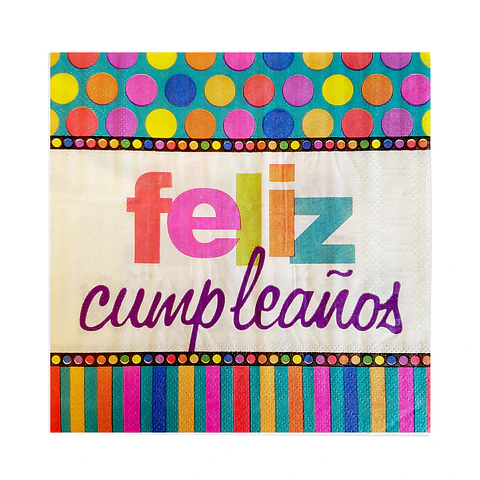Servilleta Puntos Y Rayas Feliz Cumpleaños 20 Uni