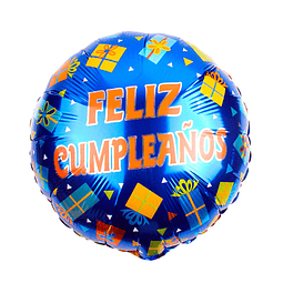 Globo Foil 18" Feliz Cumpleaños Azul Regalos 1 Uni