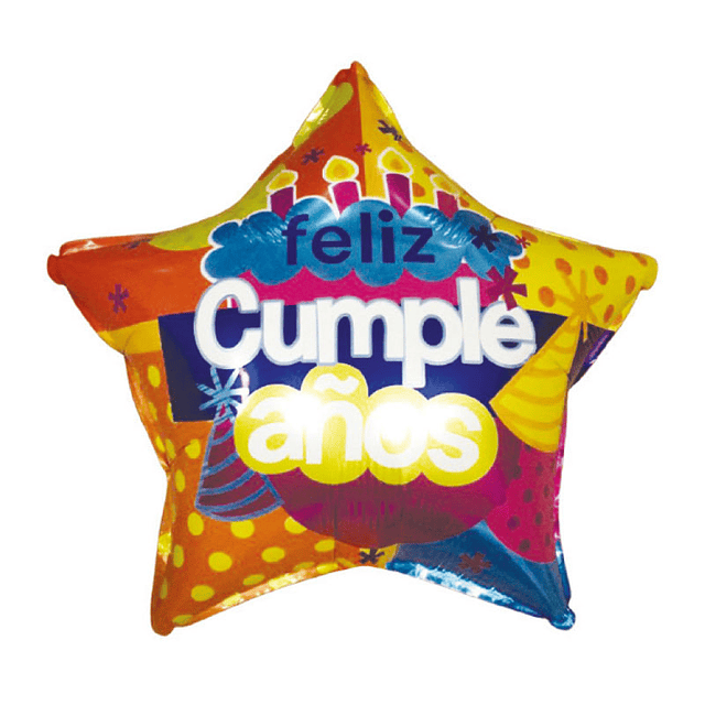 Globo Foil Estrella 18" Feliz Cumpleaños Torta 1 Uni