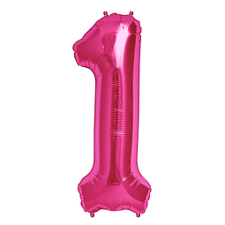 Globo 81Cm Numero 1 Fucsia 1 Uni