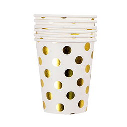 Vaso Puntos Dorados 6 Uni