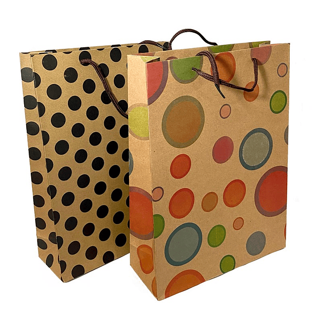 Bolsa De Regalo Kraft Circulos Extra Grande 1 Uni