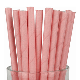 Bombilla Papel Rosado 24 Uni