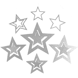 Guirnalda Estrellas Glitter Plateadas 7 Uni