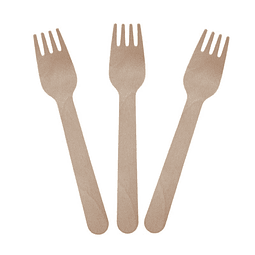 Tenedor De Madera Biodegradable 10 Uni