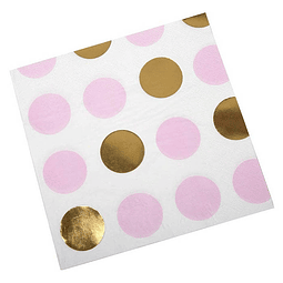 Servilleta Dots Dorado Rosa 12 Uni