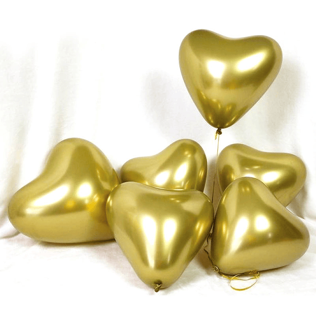 Globo Corazón Dorado Cromo 6 Uni