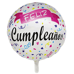 Globo 18" Fc Blanco Confetti 1 Uni