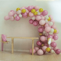 Set Arco Globos Rosado Dorado 1 Uni