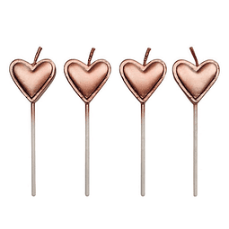 Velas Corazones Rose Gold 4 Uni