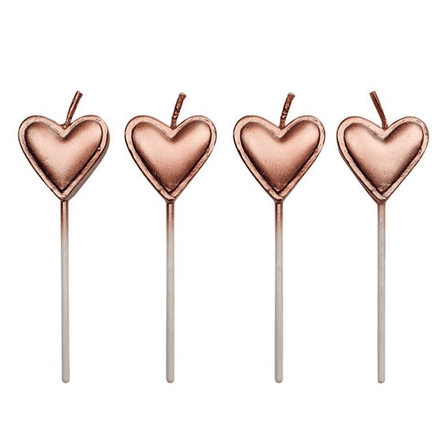 Velas Corazones Rose Gold 4 Uni