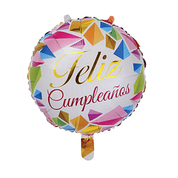 Globo 18" Feliz Cumpleaños Blanco Piramides 1 Uni