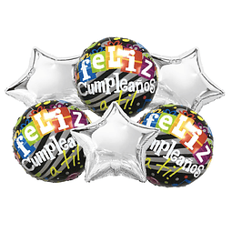 Set 6 Globos Feliz Cumpleaños A Ti Estrella Plata 1 Uni