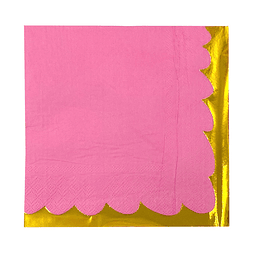 Servilleta 33X33Cm Rosado Borde Dorado 1 Uni