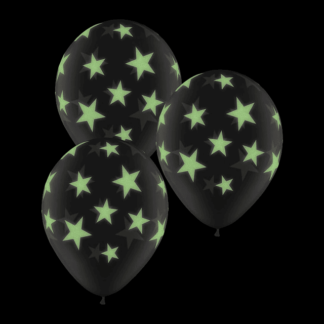 Globo Negro 12" Fluo Stars 3 Uni