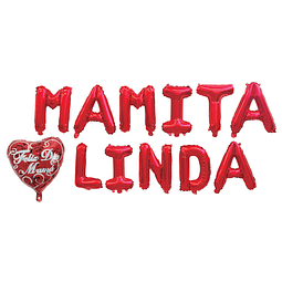 Set Globos Rojo Mamita Linda 1 Uni