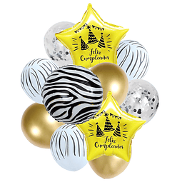 Set 11 Globos Mix Zebra/Amarillo 1 Uni