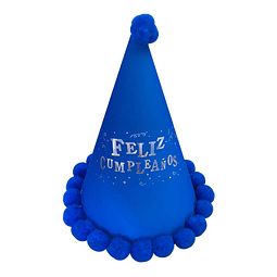 Gorro Pompón Feliz Cumpleaños Azul 1 Uni