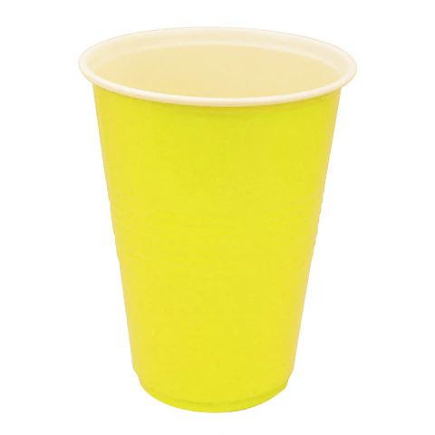 Vaso Plástico 450ML Amarillo Blanco 10 Uni