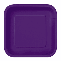 Plato Cuadrado Cartón Morado 18cm 10 Uni