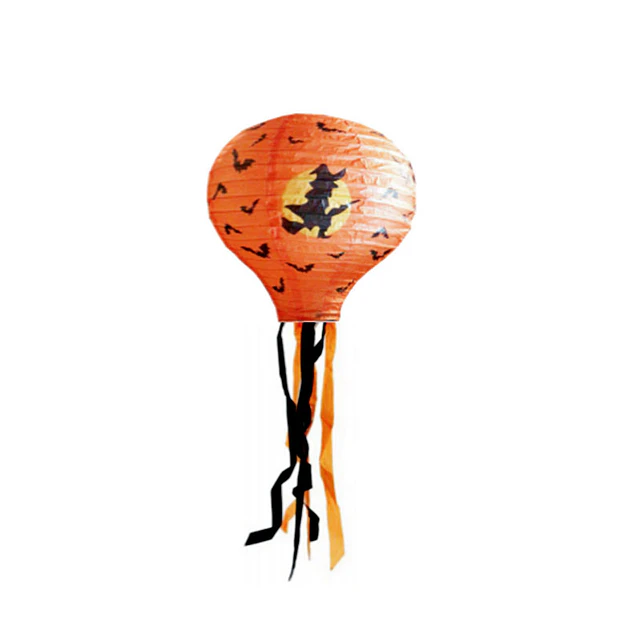 Farol Papel Naranja Flecos 30 cm Imp Bruja 1 Uni