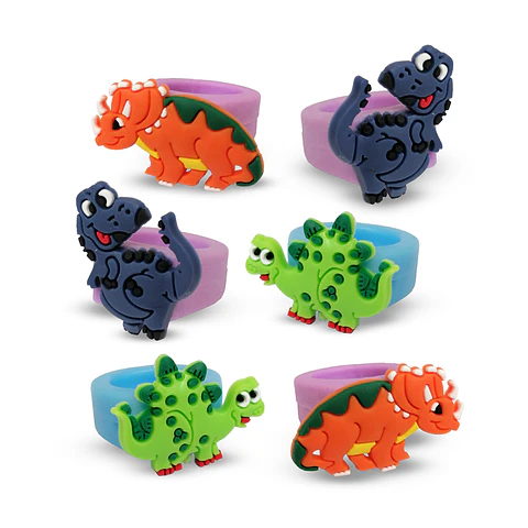 Anillo Goma Dinosaurios 6 Uni