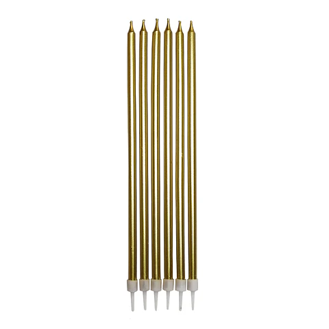 Velas 19cm Doradas con Posavelas 6 Uni