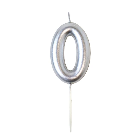 Vela 7cm Plateado "0" 1 Uni