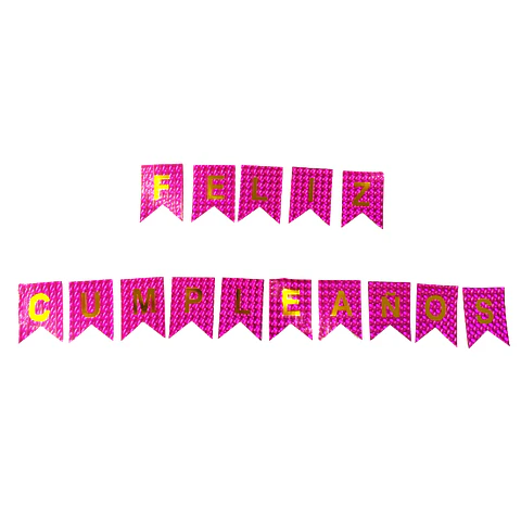 Guirnalda Banderín Feliz Cumpleaños Holográfica Fucsia 3M 1 Uni