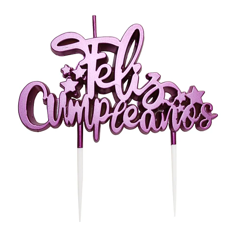 Vela Feliz Cumpleaños 11x16cm Fucsia 1 Uni