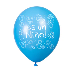 Globo #12 Liso Celeste Impreso "Es Un Niño" 6 Uni