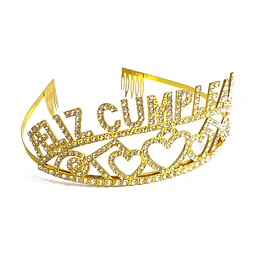 Tiara Metal Dorado Feliz Cumpleaños 1 Uni