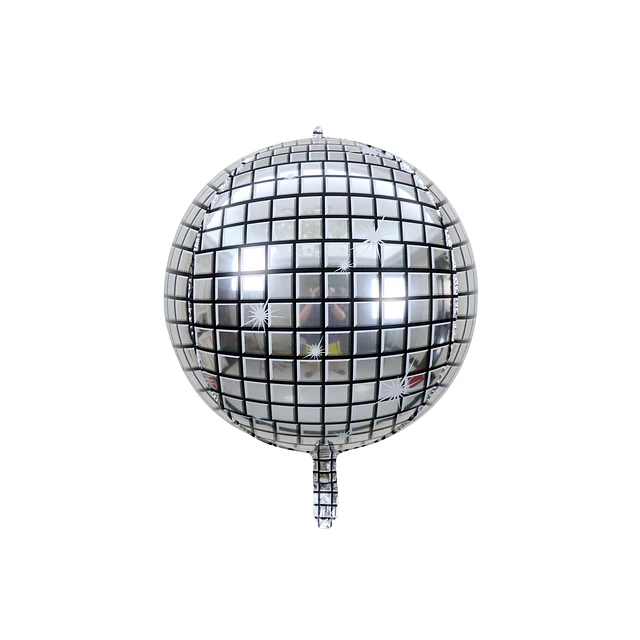 Globo Foil Redondo 32"" Bola Espejo Pla/Neg 1 Uni"