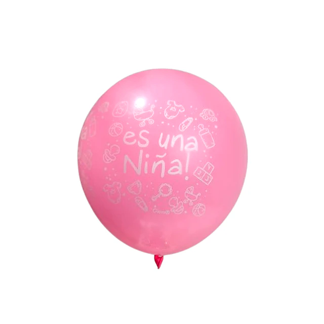 Globo #12 Liso Rosado Impreso "Es Una Niña" 6 Uni