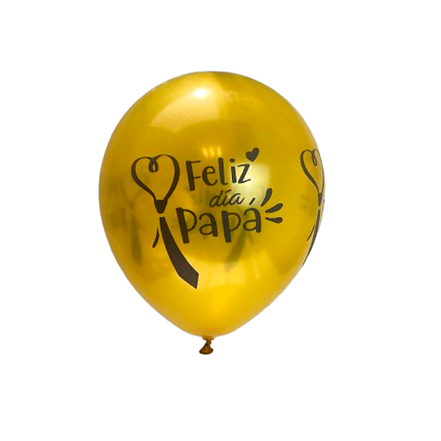 Globo #12 Dorado Impreso Feliz Dia Papa Negro 12 Uni