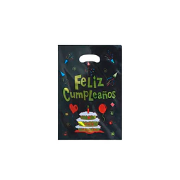 Bolsa Metálica Feliz Cumpleaños Negro/Dorado 10 Uni