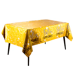 Mant Metálico Feliz cumpleaños Dorado 137X183Cm 1 Uni