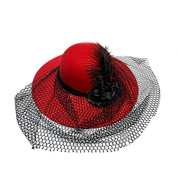Sombrero Dama Rojo C/Velo 1 Uni