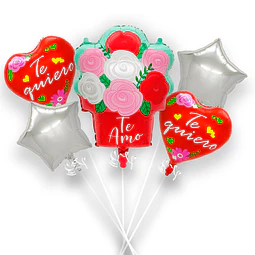 Set 5 Globo Te quiero mucho Rojo 1 Uni