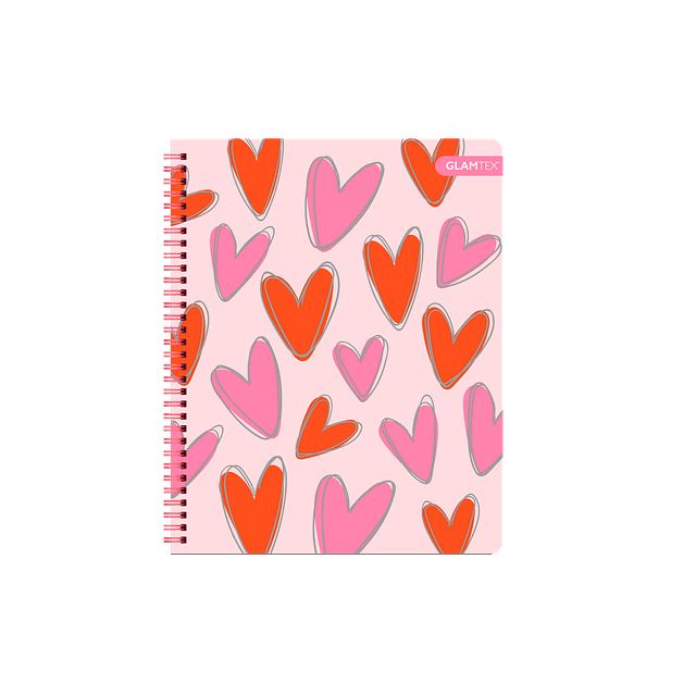 Cuaderno Universitario Tapa Dura Corazones con Foil 100Hjs 7 Mm 1 Uni