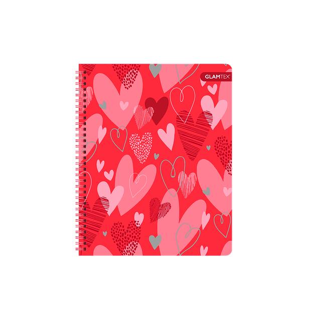 Cuaderno Universitario Tapa Dura Corazones con Foil 100Hjs 7 Mm 1 Uni